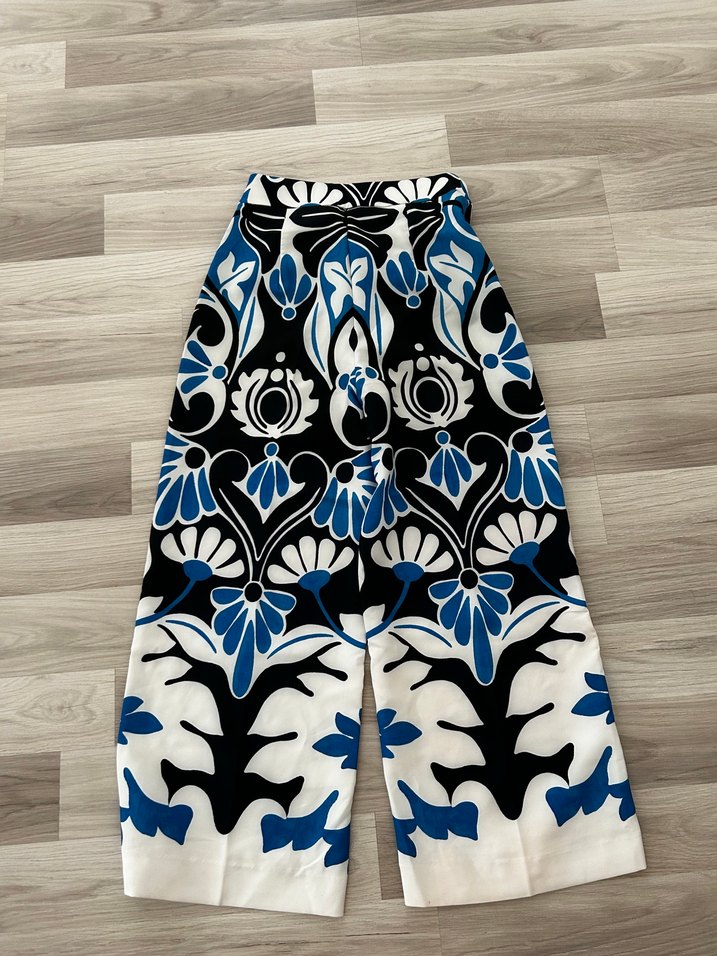 Bohem Desenli Kısa Kadın Kumaş Pantolon - Görsel 3