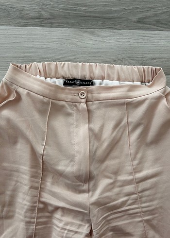 Toz pembe-bej arası Pilili Kadın Uzun Kumaş Pantolon - Görsel 2