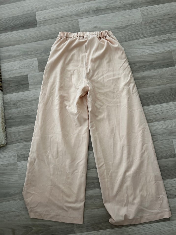 Toz pembe-bej arası Pilili Kadın Uzun Kumaş Pantolon - Görsel 3