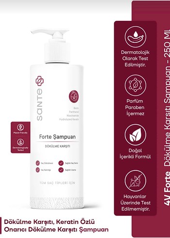 Sante Plus Forte Şampuan 250ml Saç Dökülmesine Karşı - Görsel 2