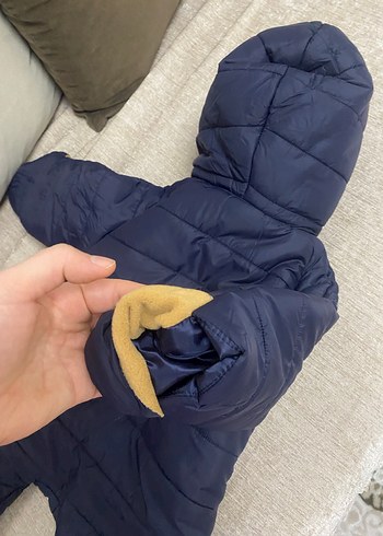 Kürklü Kapüşonlu Erkek Bebek mont tulum - Görsel 3