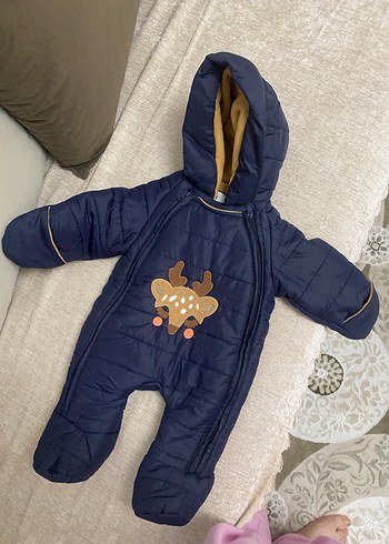 Kürklü Kapüşonlu Erkek Bebek mont tulum - Görsel 6