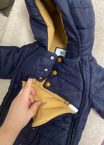 Kürklü Kapüşonlu Erkek Bebek mont tulum - Görsel 2