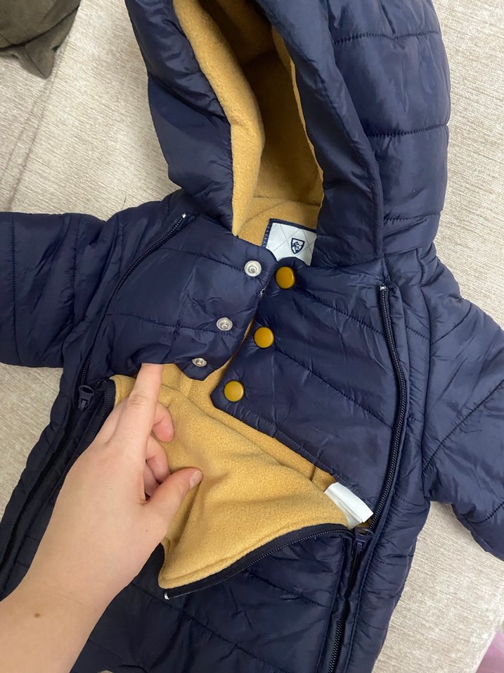 Kürklü Kapüşonlu Erkek Bebek mont tulum - Görsel 2