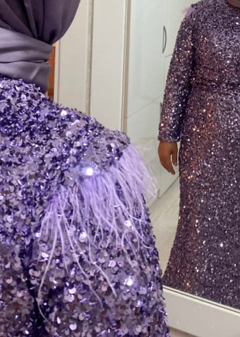 Tesettür taşlı payet Abiye - Görsel 2