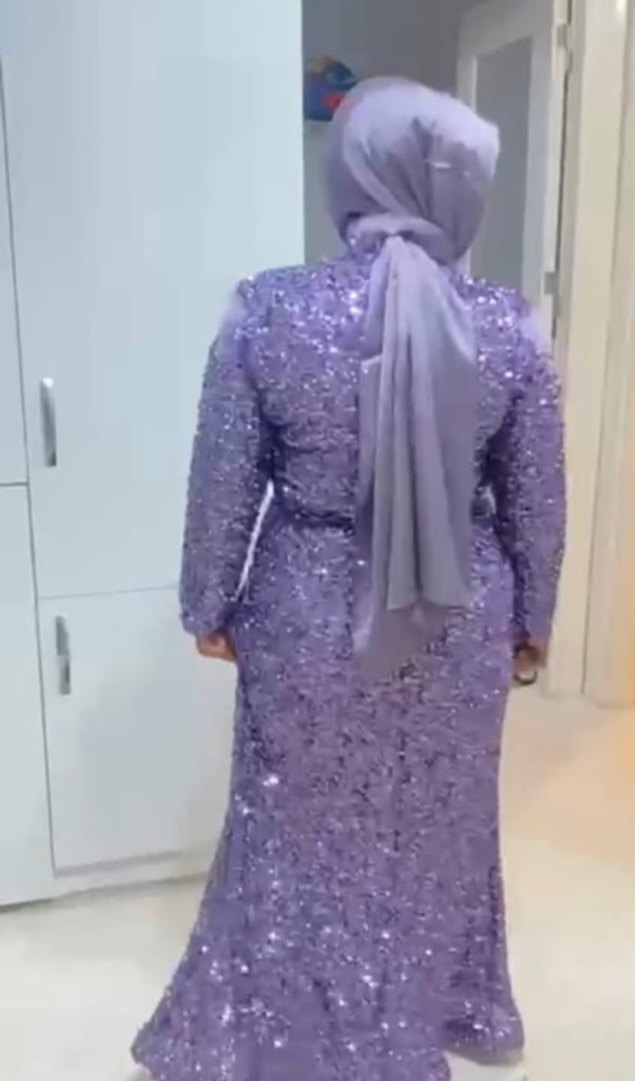 Tesettür taşlı payet Abiye - Görsel 5