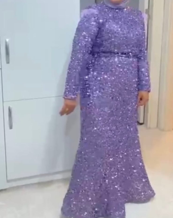 Tesettür taşlı payet Abiye - Görsel 3