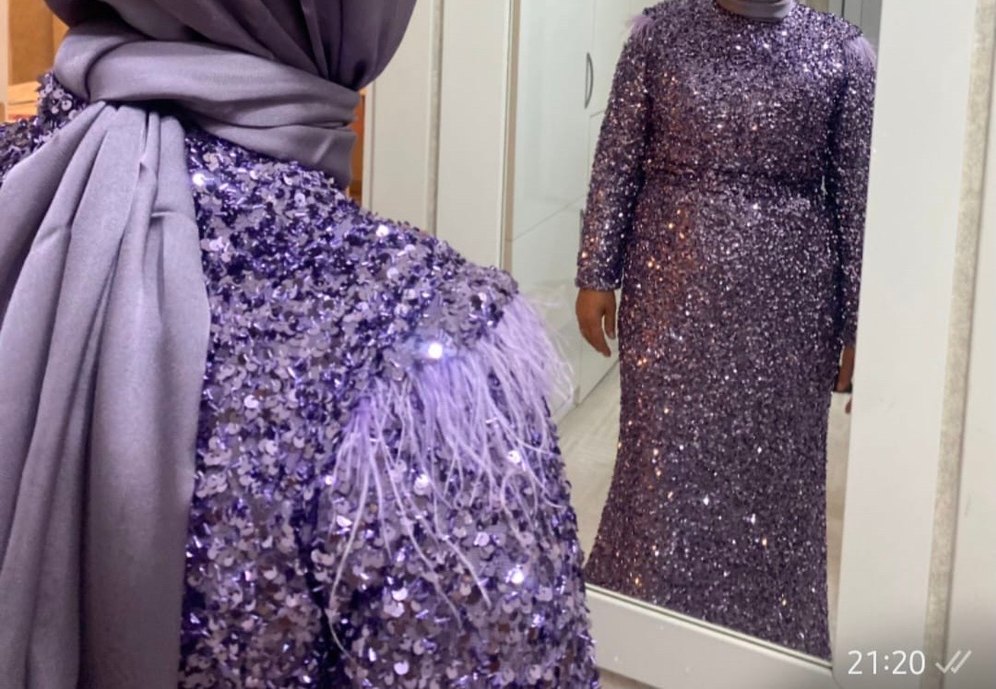 Tesettür taşlı payet Abiye - Görsel 2