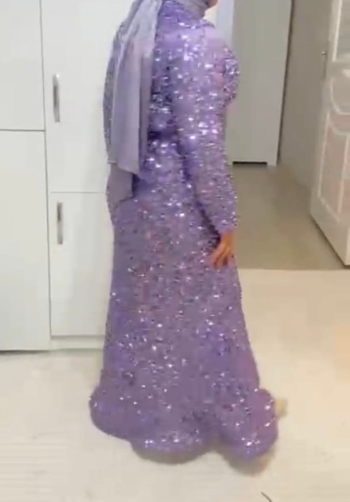 Tesettür taşlı payet Abiye - Görsel 4