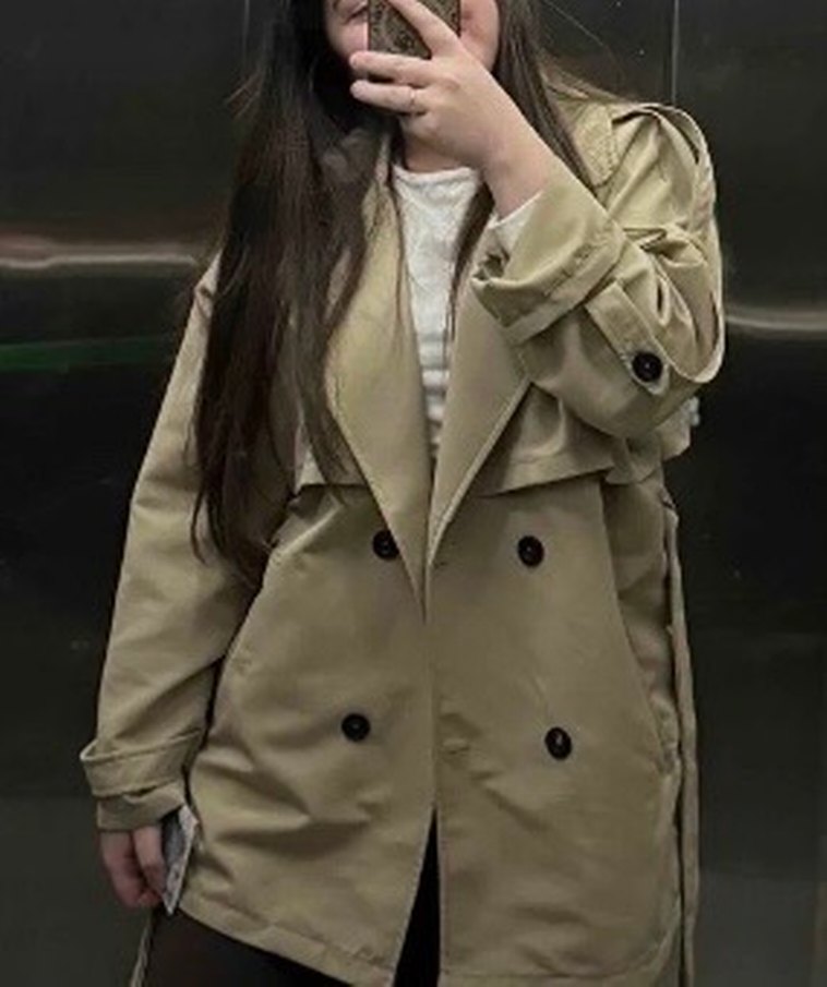 Bej Midi Kadın Trençkot Kemerli - Görsel 2