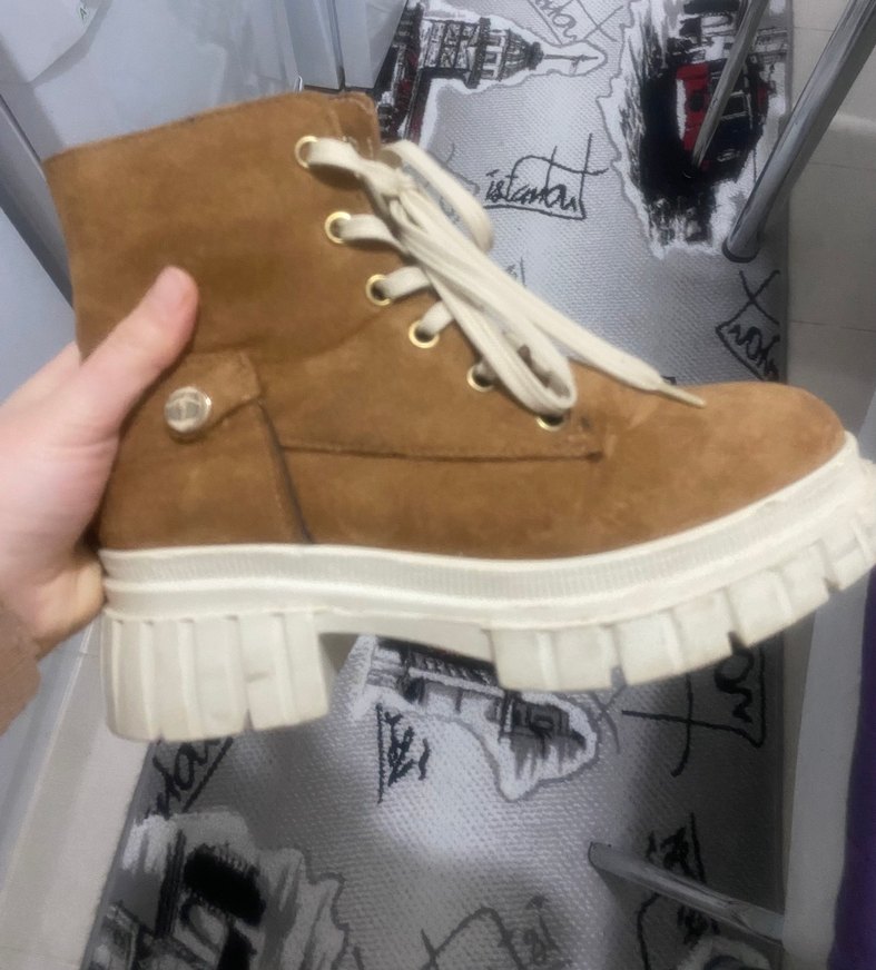 Bej Süet Kadın Platform Topuklu Bağcıklı Bot - Görsel 2