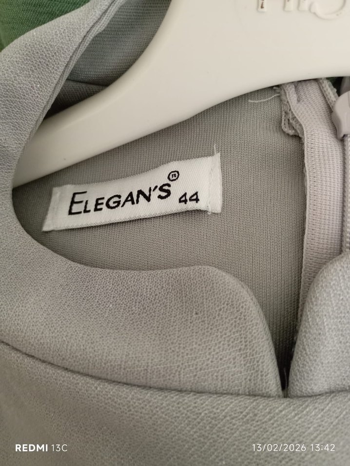 Gri Uzun Kollu İşlemeli Kadın Abiye Elbise - Görsel 5