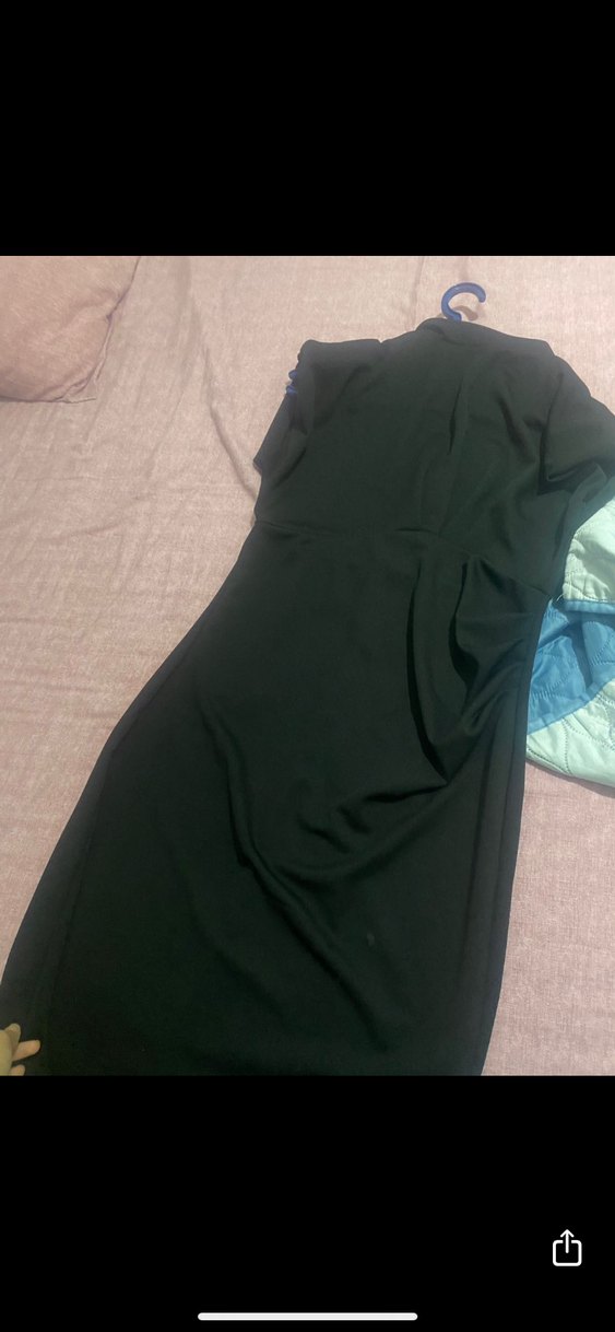 Siyah Drapeli V Yakalı Uzun Elbise - Görsel 2