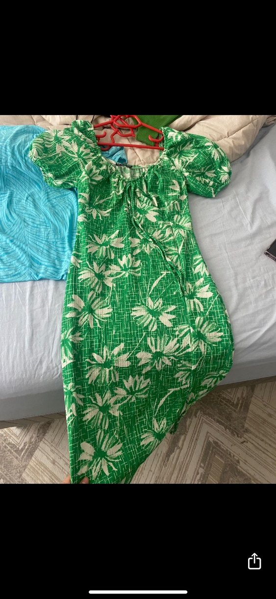 Yeşil Bohem Kısa Kollu Uzun Elbise - Görsel 2