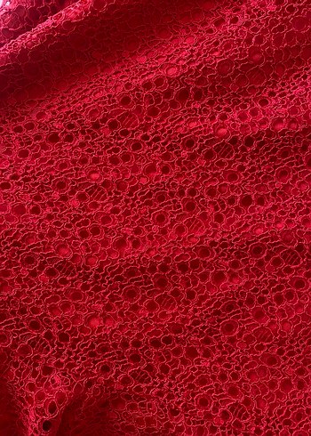 Kırmızı Dantel Midi Elbise - Görsel 3