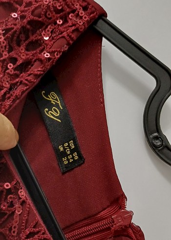 Bordo Uzun Kollu Nakışlı Abiye Elbise - Görsel 3