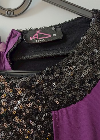 Uzun Mor Gotik Desenli Kadın Elbise - Görsel 4