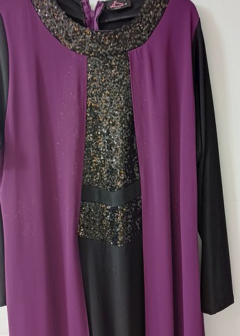 Uzun Mor Gotik Desenli Kadın Elbise - Görsel 2