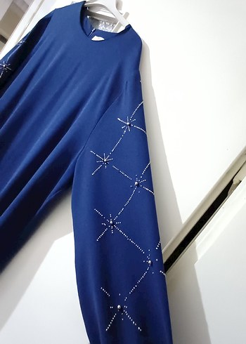 Kadın Mavi Uzun Salaş Elbise - Görsel 2