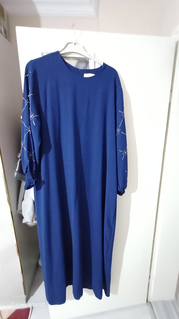 Kadın Mavi Uzun Salaş Elbise - Görsel 3