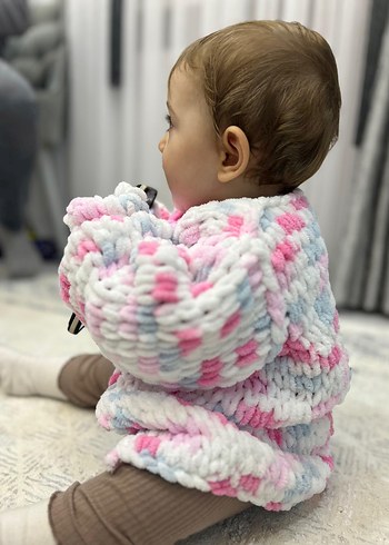 puffy Kız Çocuk Pembe Batik Örgü Hırka - Görsel 3