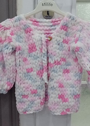 puffy Kız Çocuk Pembe Batik Örgü Hırka - Görsel 4