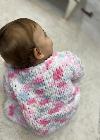 puffy Kız Çocuk Pembe Batik Örgü Hırka - Görsel 2