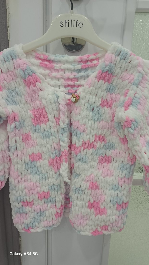 puffy Kız Çocuk Pembe Batik Örgü Hırka - Görsel 5
