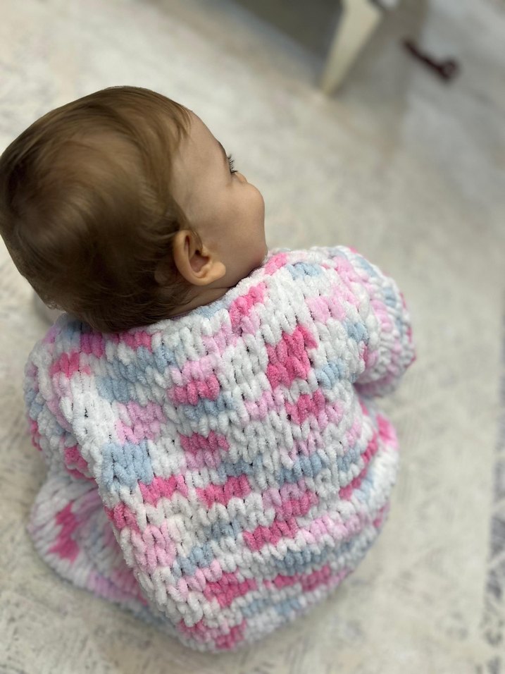 puffy Kız Çocuk Pembe Batik Örgü Hırka - Görsel 2