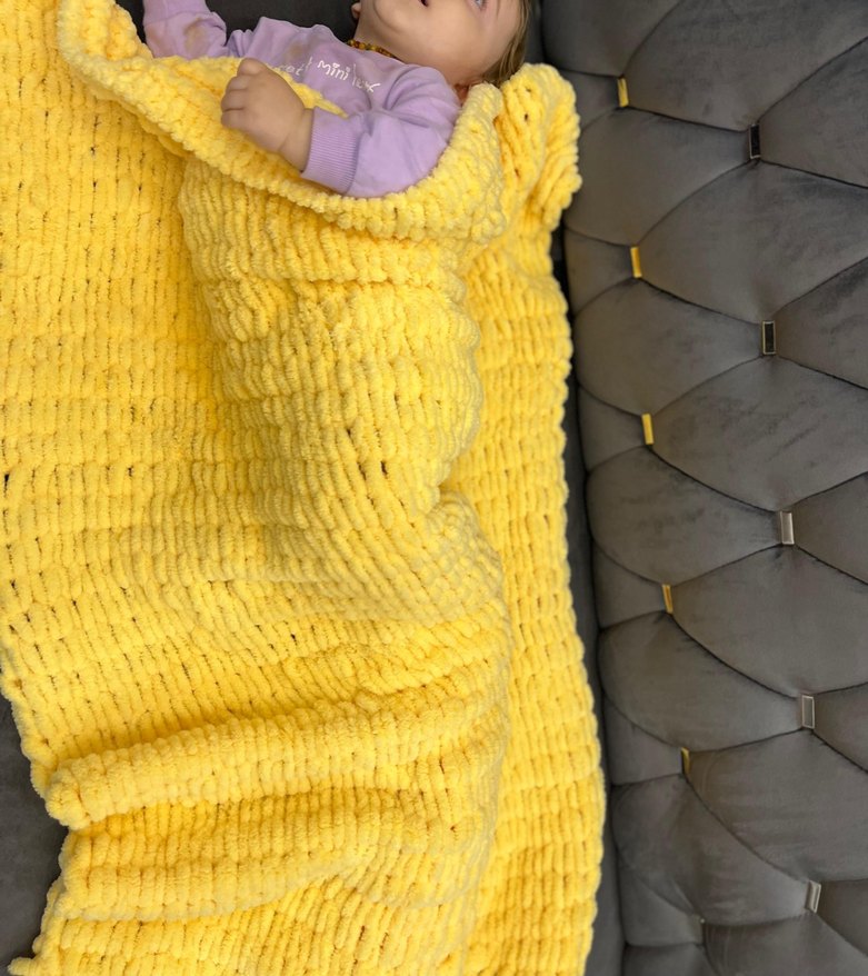 puffy sarı bebek battaniyesi - Görsel 3