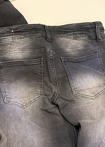 Düğmeli Gri Kadın Denim Pantolon - Görsel 3