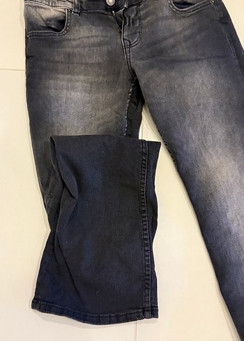 Düğmeli Gri Kadın Denim Pantolon - Görsel 2