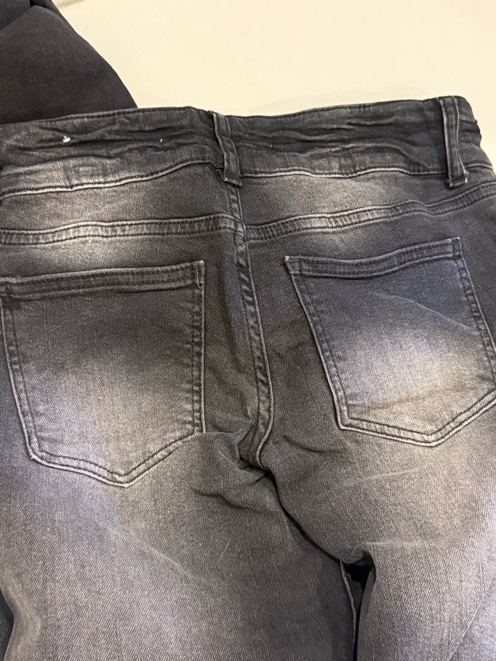 Düğmeli Gri Kadın Denim Pantolon - Görsel 3