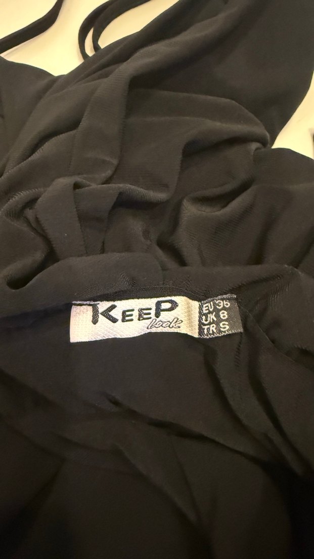 Siyah Uzun V Yaka Drapeli Abiye Elbise - Görsel 3