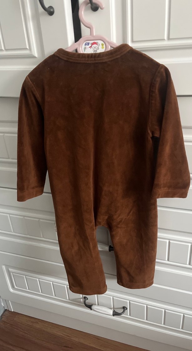 Cigit Kahverengi Süet Düğmeli Bebek Tulumu 9-12 Ay - Görsel 3