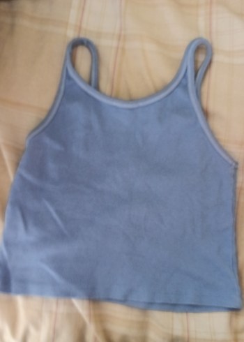 Mavi Pamuklu Kadın Atlet - Görsel 3