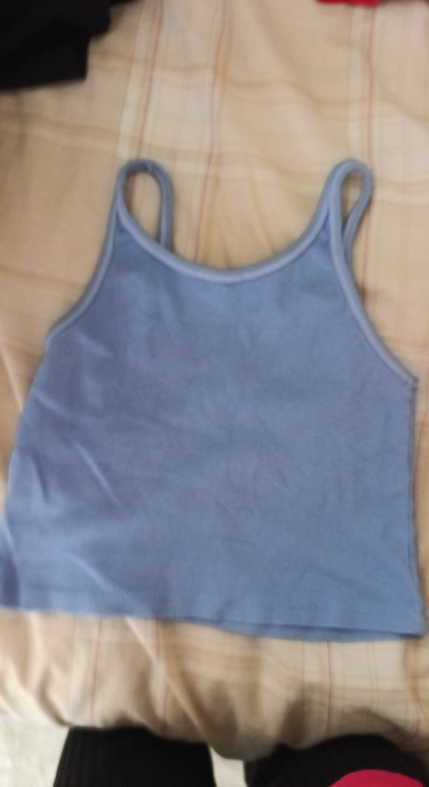 Mavi Pamuklu Kadın Atlet - Görsel 3