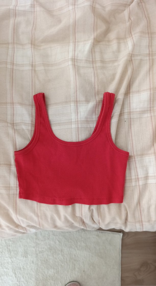 Kırmızı Kadın Atlet, Kayık Yaka, Dar Kesim - Görsel 2