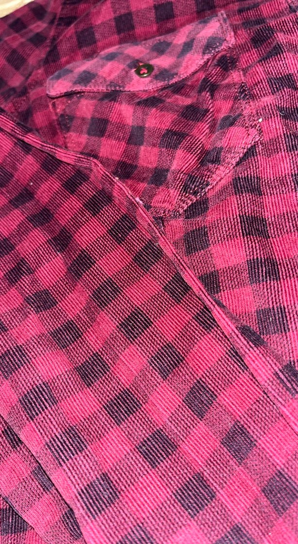 Düğmeli Bordo Desenli Sokak Stili Kadın Gömlek - Görsel 4