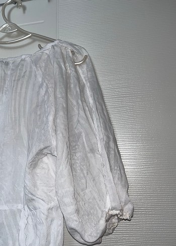 Beyaz Transparan Düğmeli Kadın Yazlık Elbise - Görsel 2