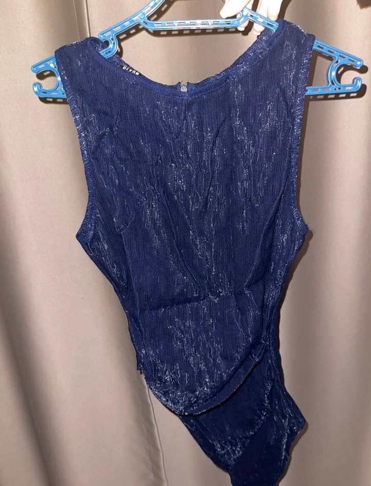 Kadın Lacivert asimetrik bluz - Görsel 3