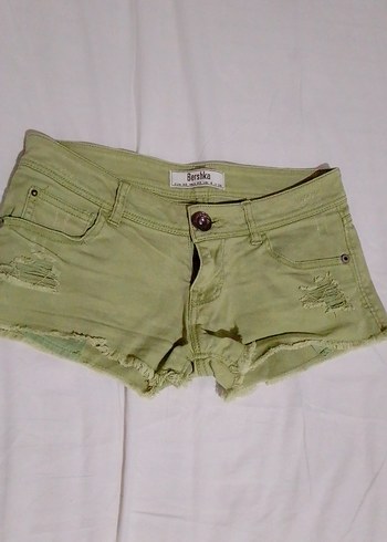 Bershka Yeşil Mini Kadın Denim Şort