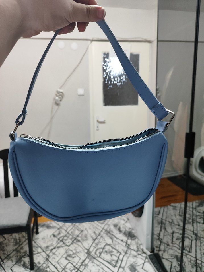Mavi Deri Kadın Omuz Çantası - Görsel 2
