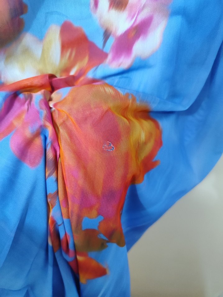 Mavi  Desenli Uzun Kadın Elbise - Görsel 4