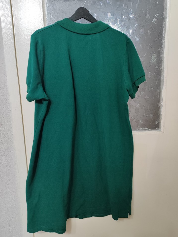 Yeşil Kısa Kollu Rahat polo yaka elbise - Görsel 2