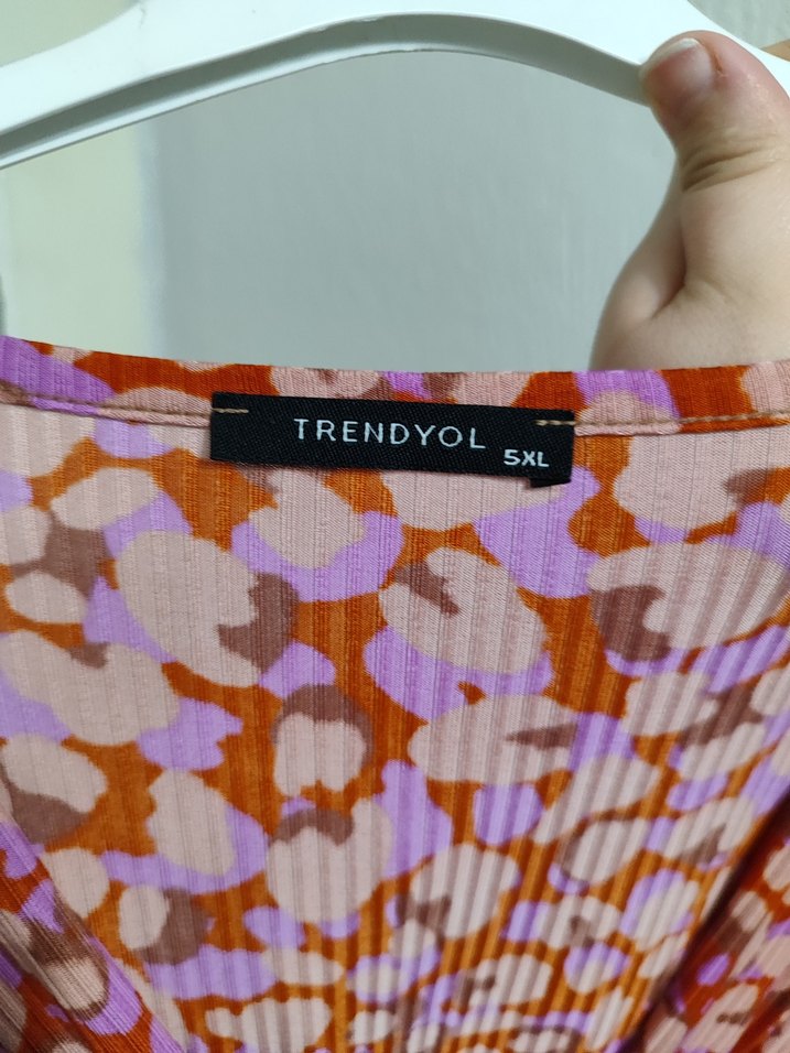 Renkli Bohem V Yaka diz üstü Elbise - Görsel 3