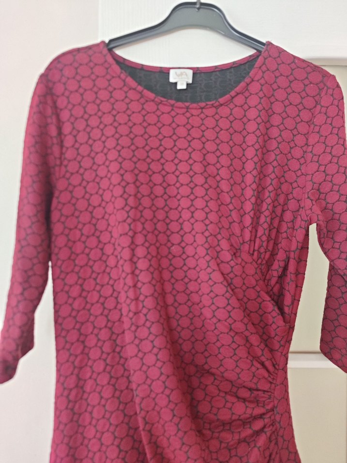 Bordo Drapeli Uzun Kollu Kadın Triko Elbise - Görsel 2