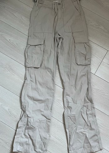 Bershka Bej Straight Cargo Pantolon