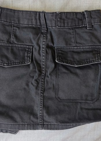 Bershka Bershka Siyah Düğmeli Mini Denim Etek