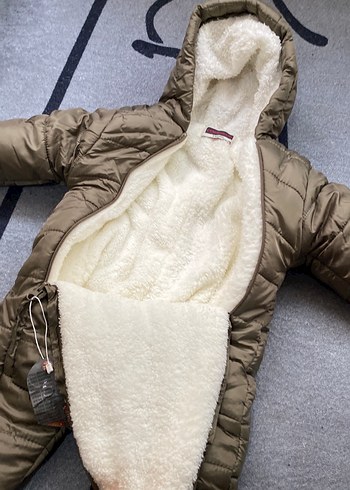 Kahverengi Kürklü Bebek Tulumu Kapüşonlu - Görsel 3